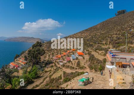 Isla del Sol oder Insel der Sonne, Titicacasee, Department La Paz, Anden Mountains, Bolivien, Lateinamerika Stockfoto