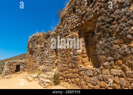 Ruinen von Pilko Kaina oder Tempel der Sonne, Isla del Sol oder Insel der Sonne, Titicacasee, Department La Paz, Anden, Bolivien, Lateinamerika Stockfoto