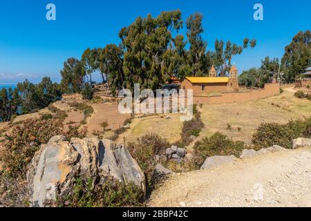 Isla del Sol oder Insel der Sonne, Titicacasee, Department La Paz, Anden Mountains, Bolivien, Lateinamerika Stockfoto