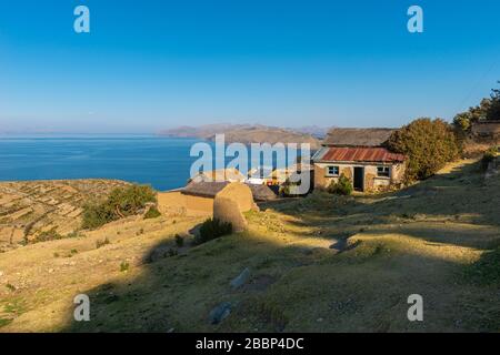 Isla del Sol oder Insel der Sonne, Titicacasee, Department La Paz, Anden Mountains, Bolivien, Lateinamerika Stockfoto