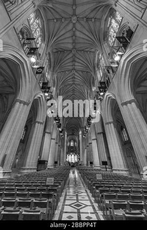 Kirchenschiff der Washington National Cathedral. Stockfoto