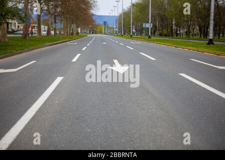 Zagreb, Kroatien - März 2020. Leere Straßen in der Stadt während des Covid-19-Pandenim-Virus, dem Corona-Virus in Europa Stockfoto