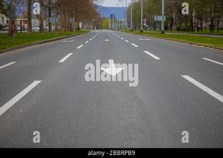 Zagreb, Kroatien - März 2020. Leere Straßen in der Stadt während des Covid-19-Pandenim-Virus, dem Corona-Virus in Europa Stockfoto