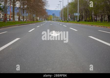 Zagreb, Kroatien - März 2020. Leere Straßen in der Stadt während des Covid-19-Pandenim-Virus, dem Corona-Virus in Europa Stockfoto