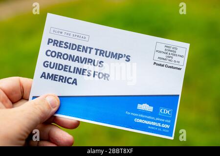 USA-Präsident Trumps Coronavirus Guidelines for America Mass Mailing Stockfoto