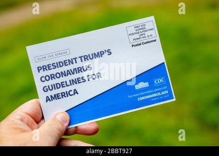 USA-Präsident Trumps Coronavirus Guidelines for America Mass Mailing Stockfoto