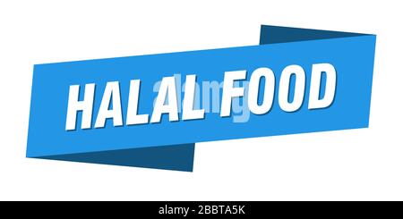 Halal-Food-Banner-Vorlage. Halal-Food-Farbband-Etikett Stock Vektor