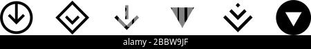 Swipe top down or download icon scroll Piktogramm Set isoliert für Blogger Web ui Design. Vektor schwarzen Pfeil unten für Anwendung und soziale Netzwerk. Einfache EPS-Abbildung Stock Vektor