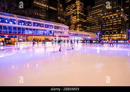 Bryant Park im Winter. Manhattan, New York City. Stockfoto