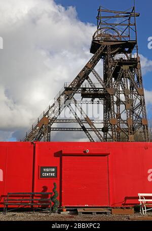 Winding Gear und Pit Head, Coal Mine, Colliery and Museum, Astley Green, Manchester, Lancashire, North West England, Großbritannien Stockfoto