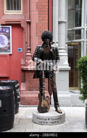 Statue des berühmten irischen Musikers Phil Lynott im Stadtzentrum von Dublin Stockfoto