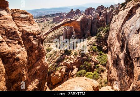 Landschaftsbogen im Arches National Park, Utah, USA. Stockfoto