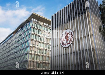 Sitz der Weltgesundheitsorganisation (WHO/OMS) - Genf, Schweiz Stockfoto