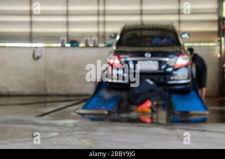 Blur das Auto waschen Service, Car Care. verwendet als Hintergrundbild. Stockfoto