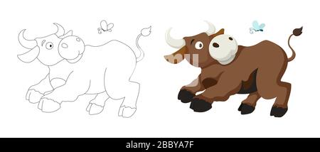 Vektor Cartoon Stil Illustration der Stierkampfarena Tier Farbband Seite Stock Vektor