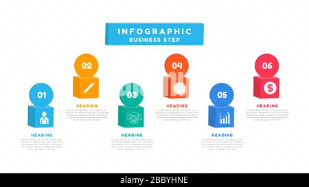 Infografik 3d Box Design - Arbeitsprozess für die Geschäftsplanung. Vektordarstellung. Stock Vektor