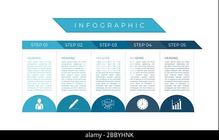Infografik Business Planing flaches Design moderner Workflow Schritt. Vektor-Illustration. Stock Vektor