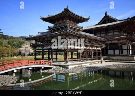 Wahrzeichen Japans. Uji Phoenix Hall, Kyoto - Byodo-in buddhistischer Tempel, ein UNESCO-Weltkulturerbe. Stockfoto