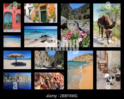 Crete Island Collage - Reisen platziert Fotos aus Griechenland. Stockfoto
