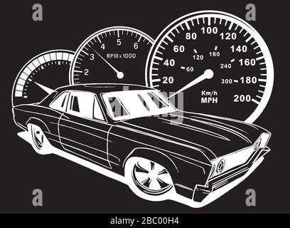 Muscel Auto in schwarzem Hintergrund Stock Vektor