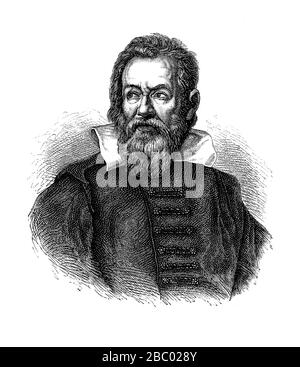 Porträt von Galileo Galilei (1564 - 1642) italienischer Astronom aus Pisa, Physiker und Ingenieur, Gründer der beobachtenden Astronomie Stockfoto