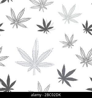 Nahtlose Struktur von Cannabis. Marihuana-Themenvektor-Muster. Stock Vektor