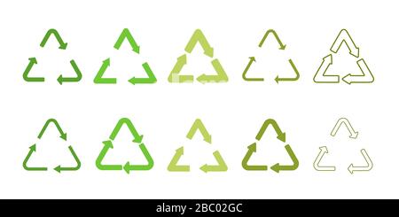 Symbol für Recycling festgelegt. Symbol für Recycling-Material. Stock Vektor