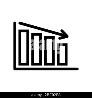 Rückgang der Finanzlage Verringerung des Balkendiagramms einfaches Vektorsymbol. EPS-Vektorsymbol. Stock Vektor