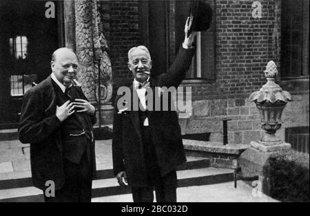 Winston Churchill mit Gouverneur Alfred Smith aus New York in Chartwell 1930 Stockfoto