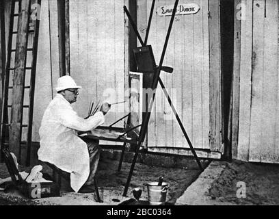 Winston Churchill Gemälde von den Badehätten am Cap D'Antibes, Französische Riviera. 1932 Stockfoto