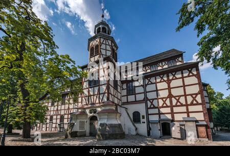 Heilig-Geist-Friedenskirche (Friedenskirche), 17. Jahrhundert, Evangelisch-Augsburger Kirche, Holzrahmenbau, in Jawor, Niedermösien, Polen Stockfoto