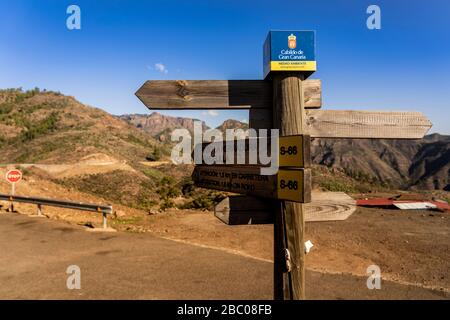 Spanien, Kanarische Inseln, Gran Canaria, Landschaft im Inneren des Südens im Pilankeon-Nationalpark Stockfoto