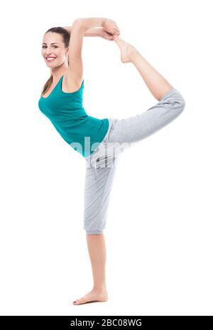 Frau Yoga zu praktizieren Stockfoto