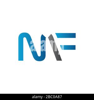 Vektor-Vorlage für das erste MF-Buchstaben-Logo. Abstrakter Buchstabe MF-Logo. Minimalistisches Linked Letter Trendy Business Logo Design Vector Template. Stock Vektor
