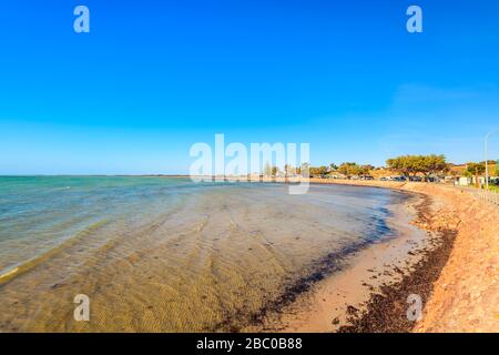 Blick auf den Strand von Moonta Bay bei Sonnenuntergang, Yorke Peninsula, South Australia Stockfoto