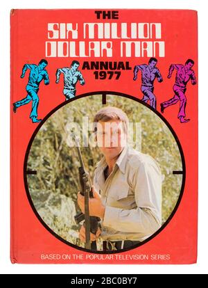 The Six Million Dollar man Annual (1977), basiert auf der beliebten Fernsehserie Stockfoto