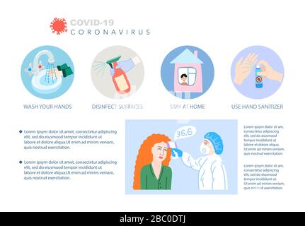 Coronavirus Kovid-19-Präventionsplakat, Stop Dangerous Virus Quarantäne Concept, Vektordarstellung für Poster Stock Vektor