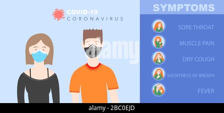 Informationsplaster über Coronavirus Covid-19, Quarantäne Motivationssammlung, 2019-nCoV wuhan Virus Stock Vektor