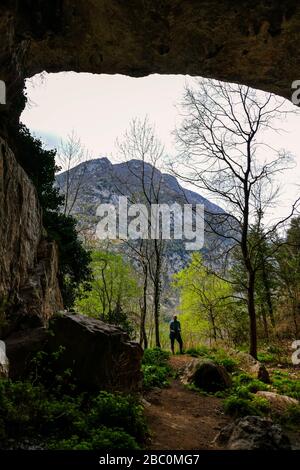 Figur in Grotte de Fontanet Höhle, Ornolac, Ussat les Bains, Ariege, Französisch Pyrenäen, Frankreich Stockfoto