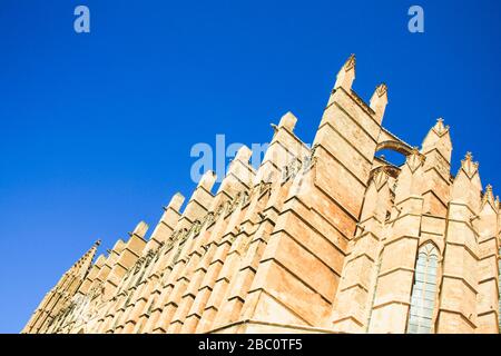 Detail der Kathedrale Santa Maria von Palma, auch bekannt als La Seu, in der Hauptstadt Palma de Mallorca, Spanien Stockfoto