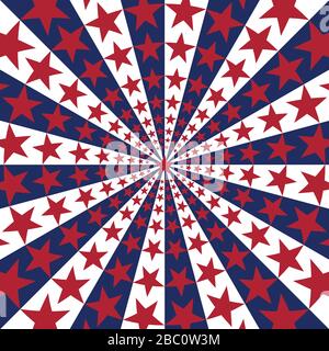 Amerikanische Flagge Sunburst Kunst Textur Sterne Streifen Stock Vektor