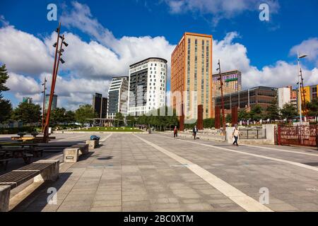 Eastside City Park auf Curzon Street im Zentrum von Birmingham, einem geschäftigen und pulsierenden Viertel und ein Ort zum Entspannen, Birmingham, West Midlands, UK Stockfoto