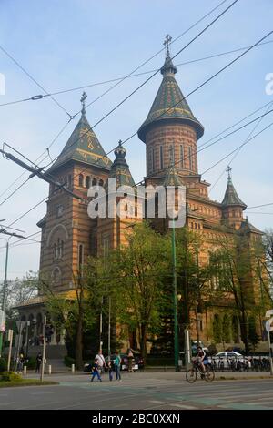 Rumänien, Timis, Temisoara, orthodoxe Metropolitankathedrale, Piata Victoriei, Altstadt. Stockfoto