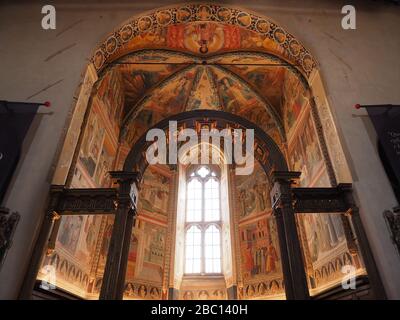 Benozzo Gozzoli Freskos, Museum Complex von San Francesco, Museo San Francesco, Montefalco, Umbrien, Italien, Europa Stockfoto