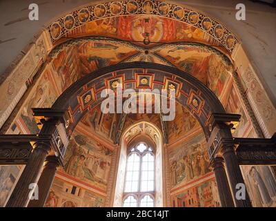 Benozzo Gozzoli Freskos, Museum Complex von San Francesco, Museo San Francesco, Montefalco, Umbrien, Italien, Europa Stockfoto