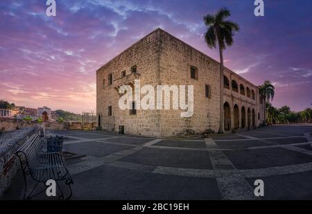 Sonnenaufgang in Columbus Alcazar, Santo Domingo, Dominikanische Republik Stockfoto