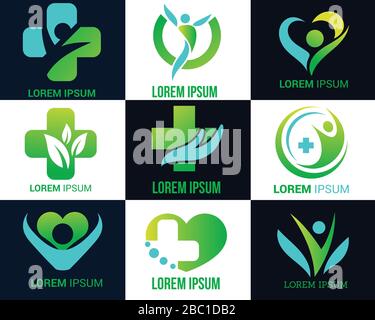 Schablone für medizinisches Kreuzlogo.Vorlage für gesundes Pflegevektor-Logo. Stock Vektor