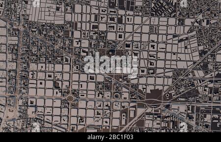 Barcelona, Spanien Stadtplan 3D Rendering. Satellitenansicht der Antenne. Stockfoto