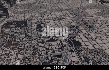 Barcelona, Spanien Stadtplan 3D Rendering. Satellitenansicht der Antenne. Stockfoto