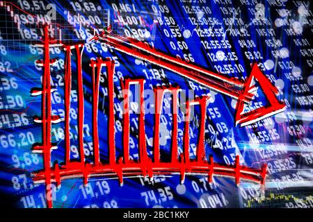 Abschwung und Rezession auf dem Finanzmarkt und in der Wirtschaft Stockfoto